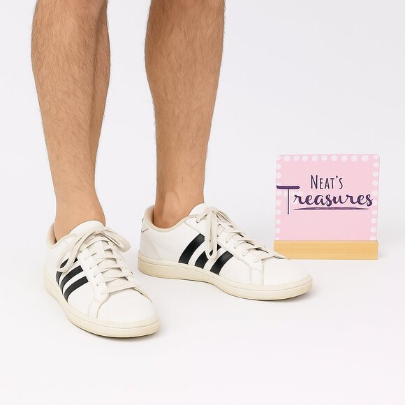 adidas Other - Adidas Cloudfoam Mens NEO AW4287 White Black Stripes Lace Up Tennis Shoe Sz 8